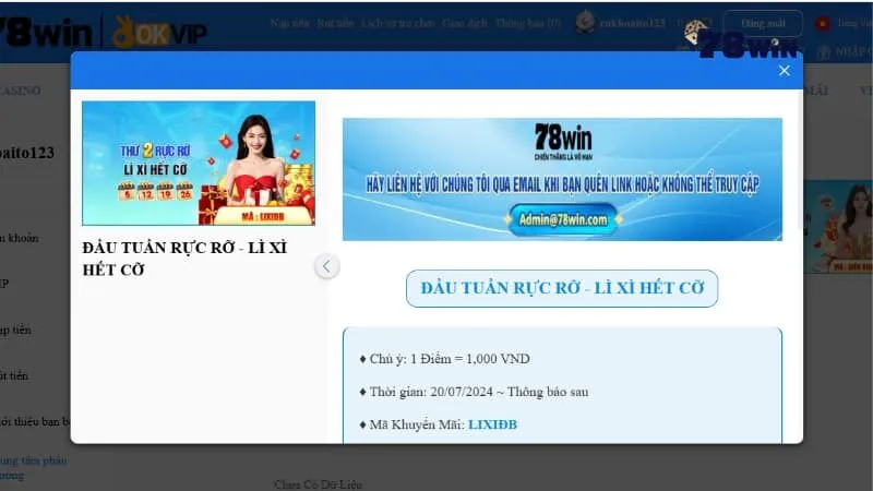 Những chương trình khuyến mãi 78win hot